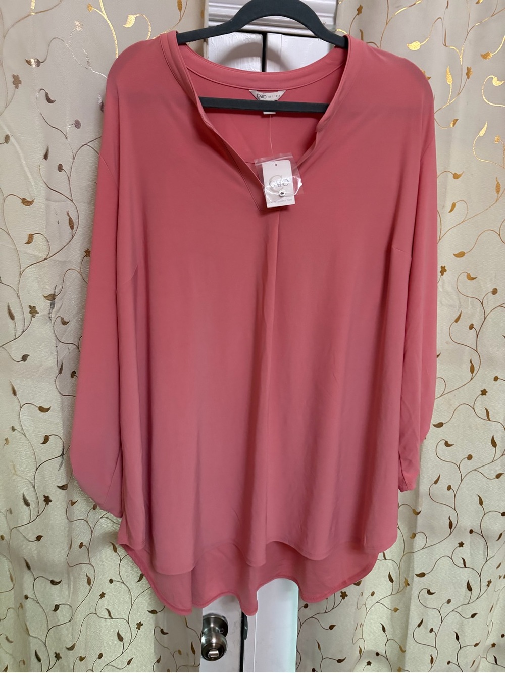 Cato Dusty Rose V-Neck Long Sleeve Tunic